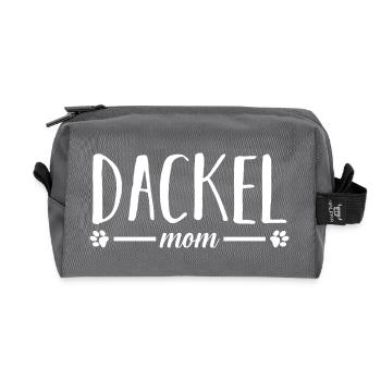 Mama Mutter Hund Dackel - Recycelte Kulturtasche - Anthrazit - Vorne