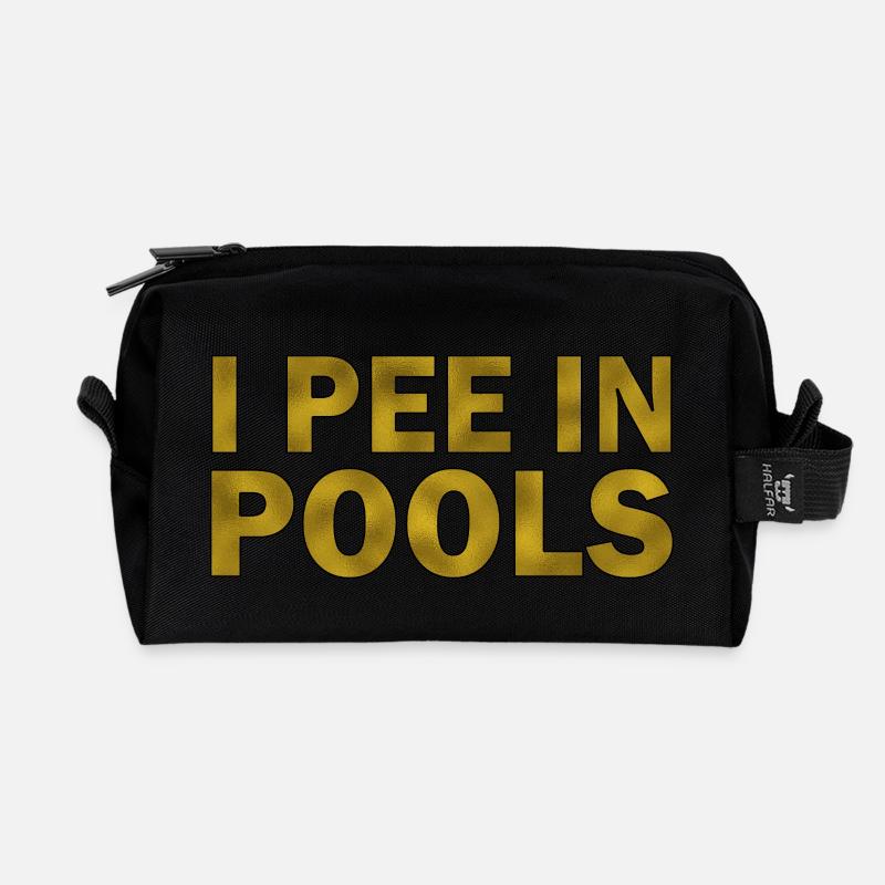 I pee in pools - Recycled Toiletry Zip Bag - black