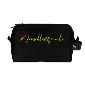 Menschheitsfamilie kennt keine Grenzen - Recycelte Kulturtasche - Schwarz - Vorne