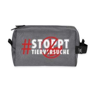 Animal welfare STOP ANIMAL TESTING FUNNY - Recycled Toiletry Zip Bag - anthracite - Front