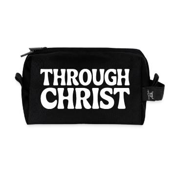 Trough Christ Jesus Christen Glaube - Recycelte Kulturtasche - Schwarz - Vorne