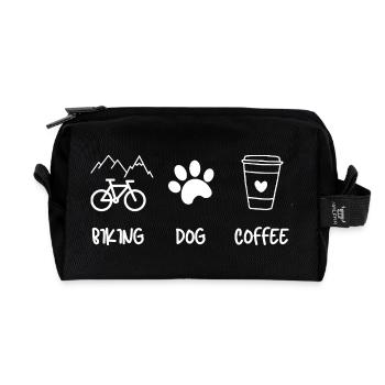 Cyclist Dog Coffee - Recycled Toiletry Zip Bag - black - Front