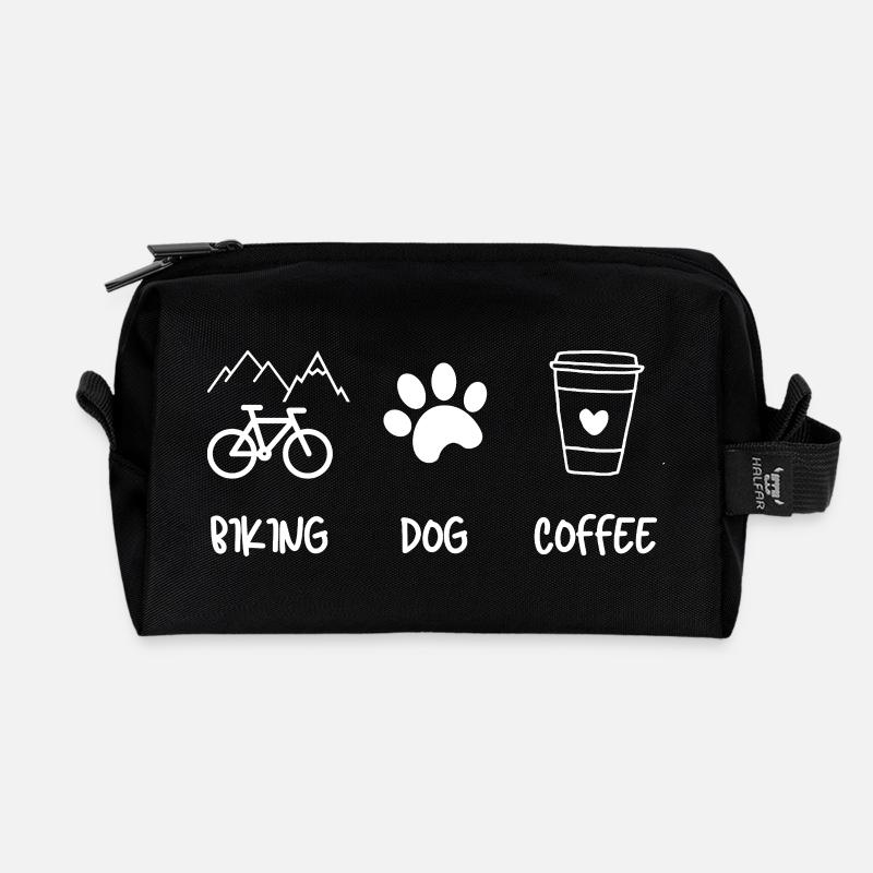 Cyclist Dog Kaffee - Recycelte Kulturtasche - Schwarz