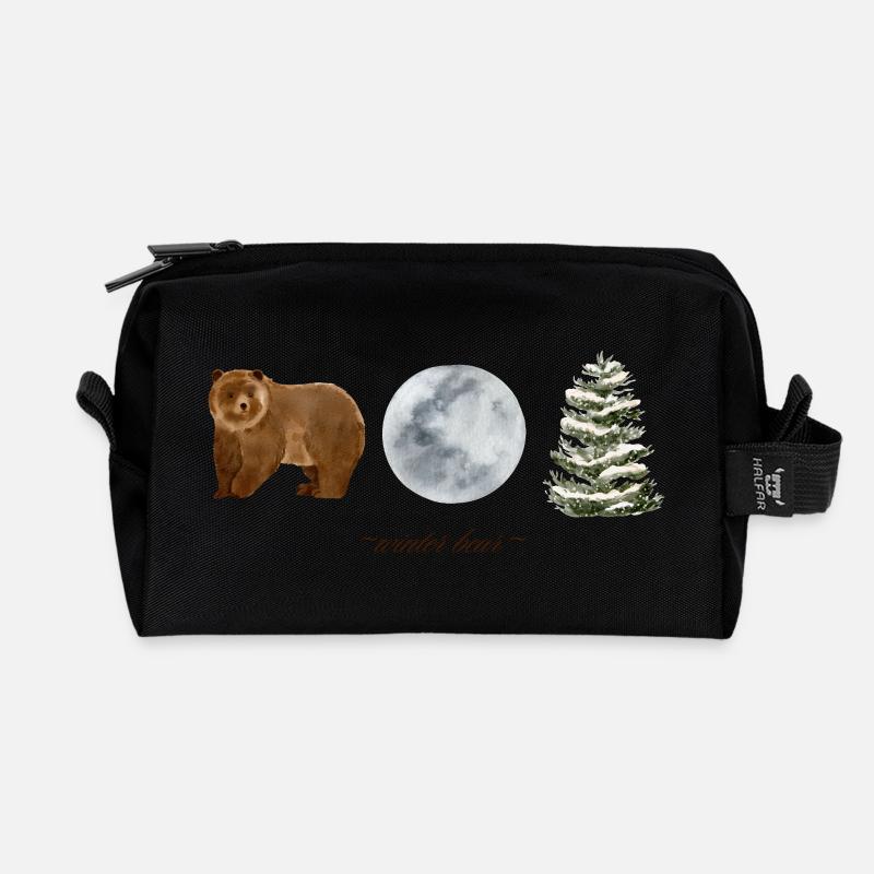 Winter Bear - Recycled Toiletry Zip Bag - black
