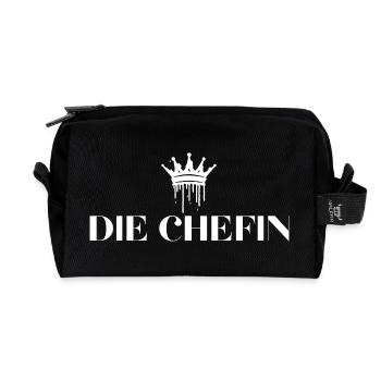 Die Chefin Krone Chefin Geschenke - Recycelte Kulturtasche - Schwarz - Vorne