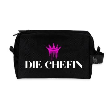 Die Chefin Krone Chefin Geschenke - Recycelte Kulturtasche - Schwarz - Vorne