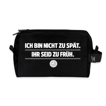 Not too late – you are too early - Recycled Toiletry Zip Bag - black - Front