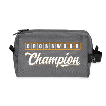 Conception typographique de Champion des mots croisés - Trousse de toilette en tissu recyclé - anthracite - Devant