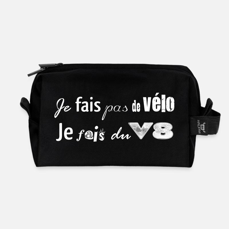 Je fais pas de vélo, je vais du V8 - Trousse de toilette en tissu recyclé - noir