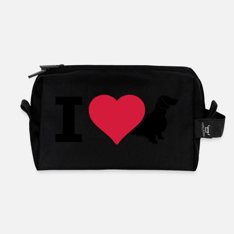 IL Teckel à poil long teckel - Trousse de toilette en tissu recyclé - noir