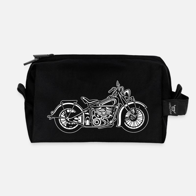 Chopper / Bobber Motorrad 03_weiß - Recycelte Kulturtasche - Schwarz