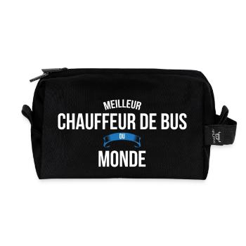 Meilleur Chauffeur de bus du monde homme - Trousse de toilette en tissu recyclé - noir - Devant