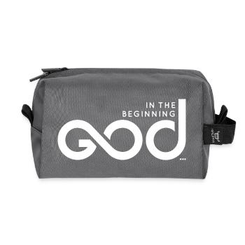In The Beginning God... - White Print - Recycled Toiletry Zip Bag - anthracite - Front