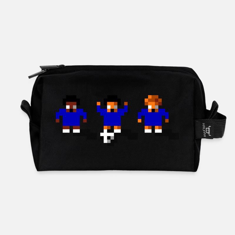 Soccer Blue - Recycled Toiletry Zip Bag - black