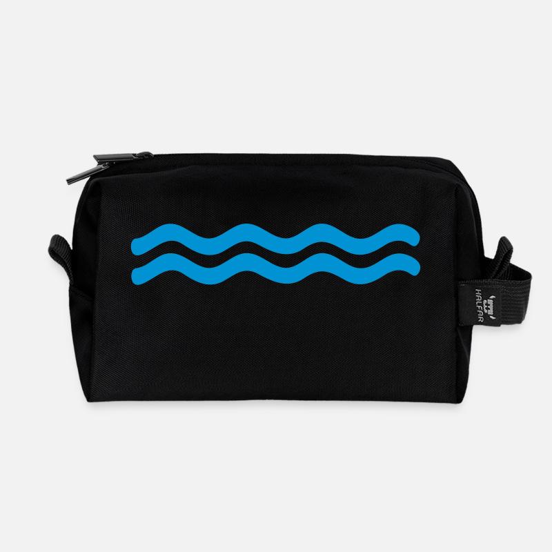 Wellen - Recycelte Kulturtasche - Schwarz