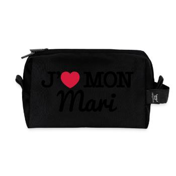 J'aime mon mari - Trousse de toilette en tissu recyclé - noir - Devant