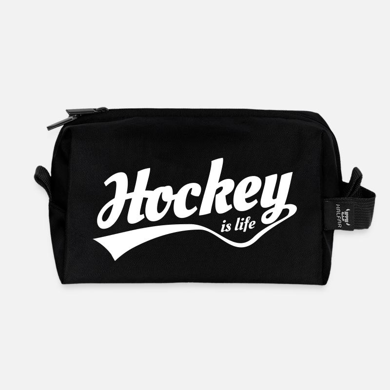 hockey is life 5 - Recycelte Kulturtasche - Schwarz