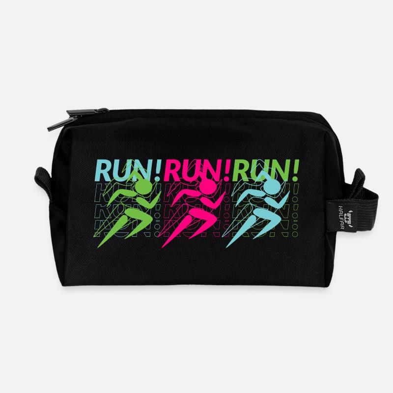 Joggen, Lauftraining, Sportler - Recycelte Kulturtasche - Schwarz
