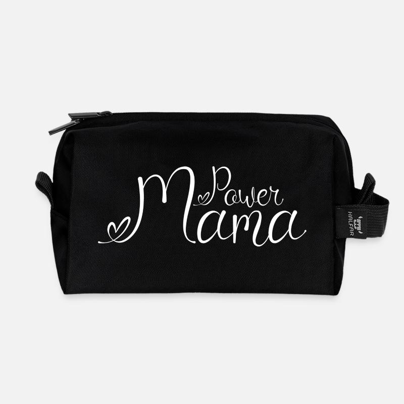 Power Mama White1 - Recycled Toiletry Zip Bag - black