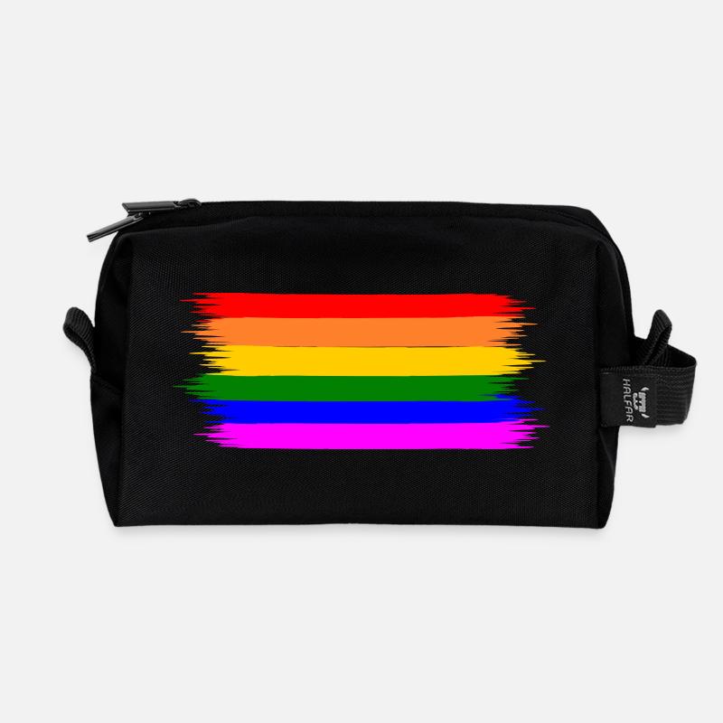 Regenbogen Regenbogenfahne - Recycelte Kulturtasche - Schwarz