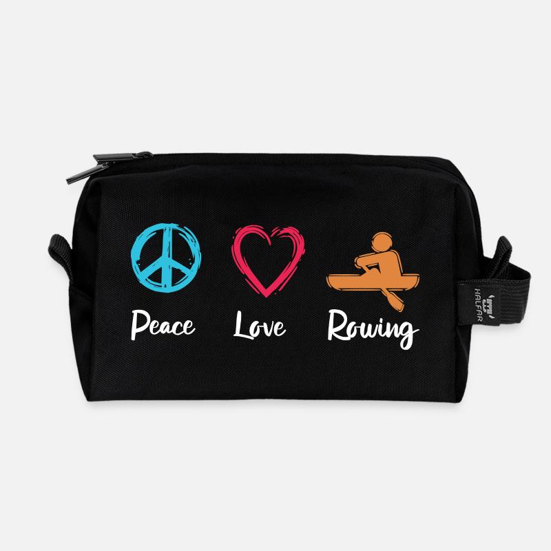 Frieden Liebe Rudern - Recycelte Kulturtasche - Schwarz