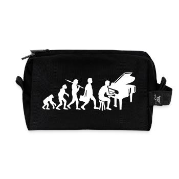 Evolution Piano Instrument Keys Playing Music - Recycled Toiletry Zip Bag - black - Front