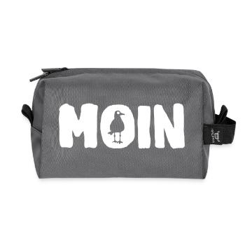 Hello with Seagull - Recycled Toiletry Zip Bag - anthracite - Front
