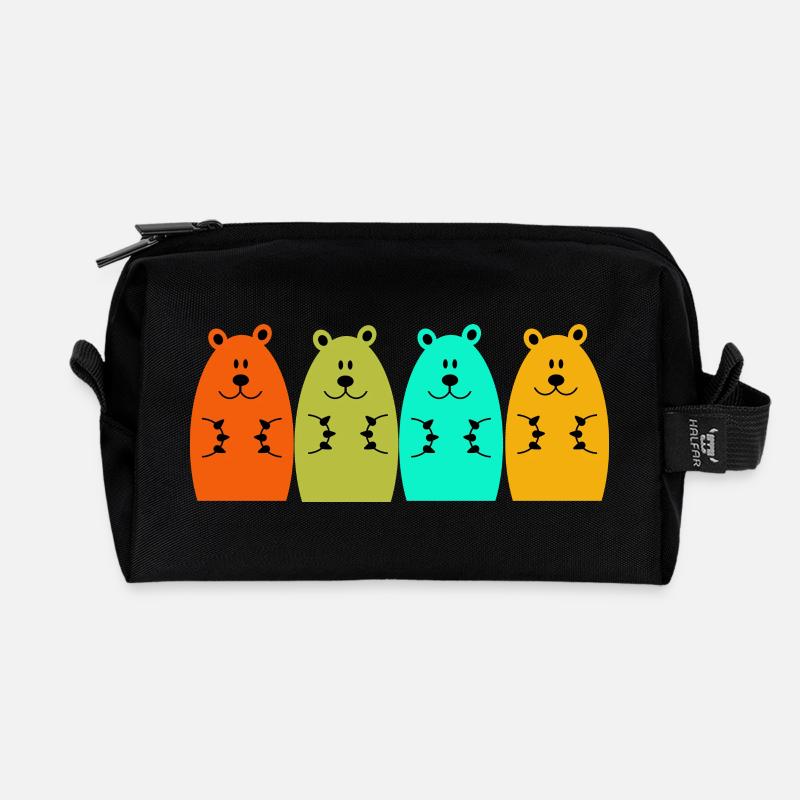 Bären - Recycelte Kulturtasche - Schwarz