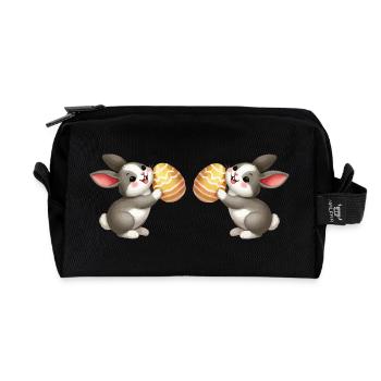 Bunny Rabbit Easter 2 - Recycled Toiletry Zip Bag - black - Front