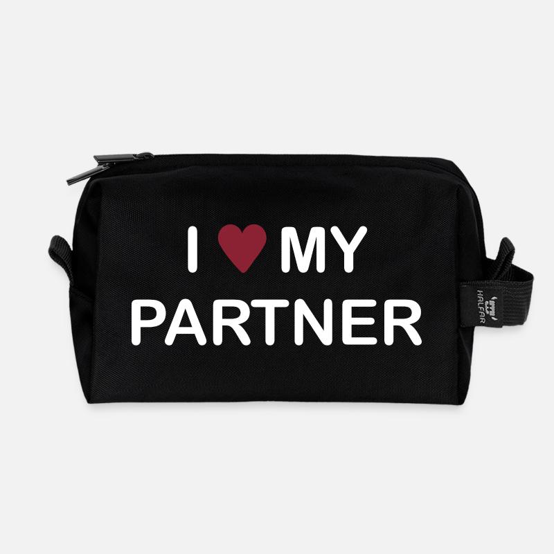 I love My Partner – Pärchen Shirt/Pullover - Recycelte Kulturtasche - Schwarz