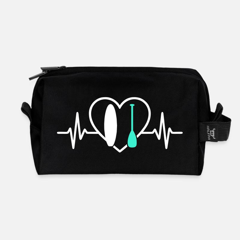 Paddle SUP Heart Surf Ocean Wave - Recycled Toiletry Zip Bag - black