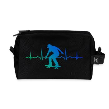 skater Power Skateboarding Design - Recycled Toiletry Zip Bag - black - Front