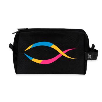 le poisson comme un symbole chrétien - Trousse de toilette en tissu recyclé - noir - Devant