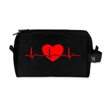 ECG COEUR rouge COEUR EN LIGNE - Trousse de toilette en tissu recyclé - noir - Devant