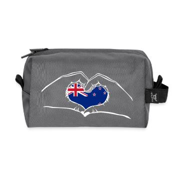 J’aime les mains de Nouvelle Zélande - New Zealand - Trousse de toilette en tissu recyclé - anthracite - Devant