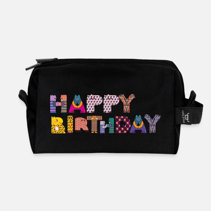 happy birthday - Recycelte Kulturtasche - Schwarz
