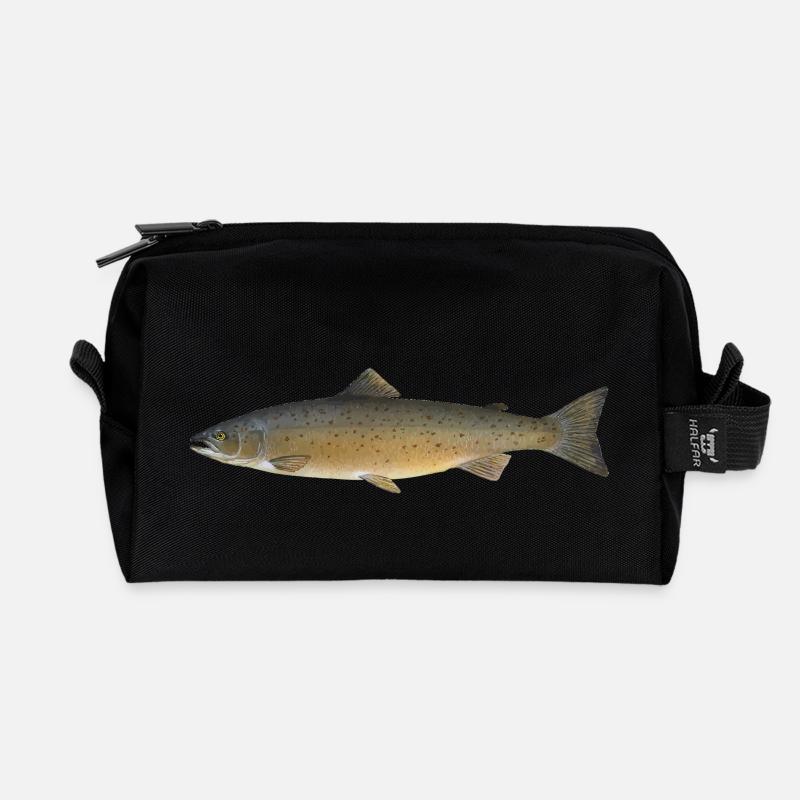 Lachs - Recycelte Kulturtasche - Schwarz