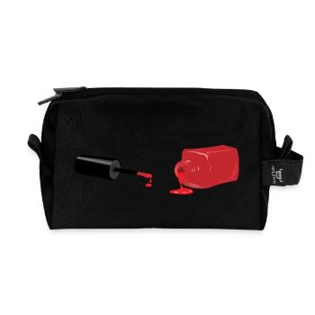 Red nail polish / Nail polish gift / Gift idea - Recycled Toiletry Zip Bag - black - Front