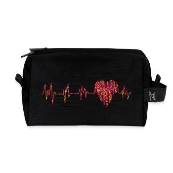 ECG avec de petits coeurs - Trousse de toilette en tissu recyclé - noir - Devant