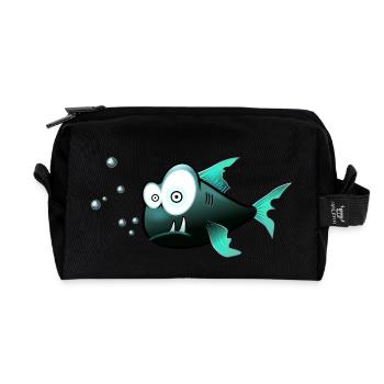 Confused fish - Recycled Toiletry Zip Bag - black - Front