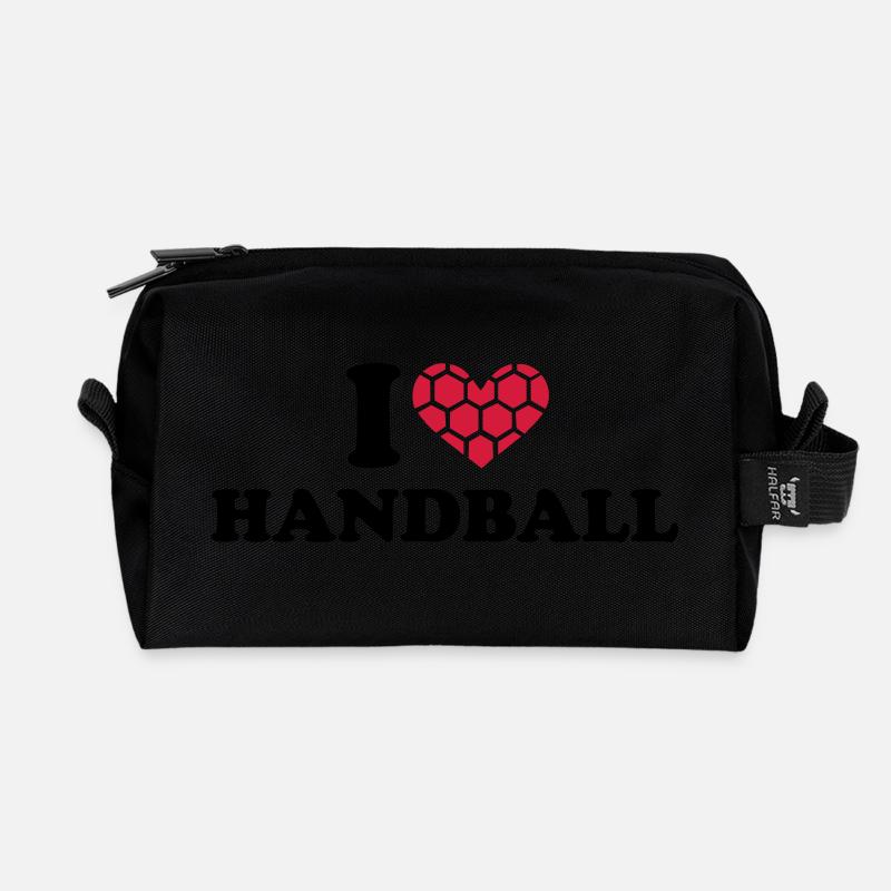 I love handball - Recycelte Kulturtasche - Schwarz