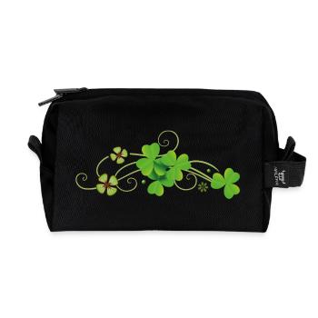 St Patricks Day. Realistic Shamrocks. Irish Day. - Recycled Toiletry Zip Bag - black - Front