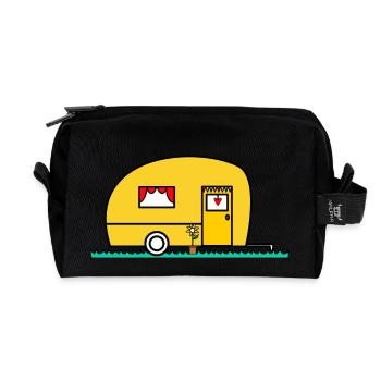 caravan. winnow. CAMPING CAR. camping. summer. humor. - Recycled Toiletry Zip Bag - black - Front