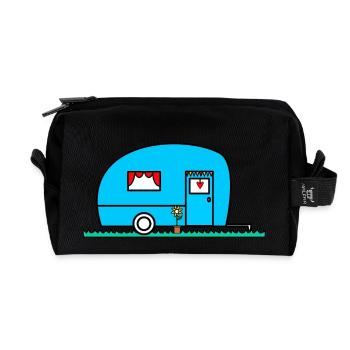 caravan. winnow. CAMPING CAR. camping. summer. humor. - Recycled Toiletry Zip Bag - black - Front