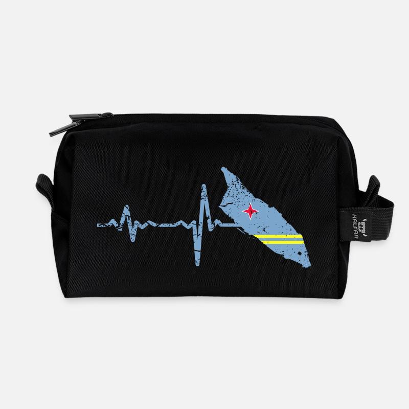 Heartbeat Aruba gift - Recycled Toiletry Zip Bag - black