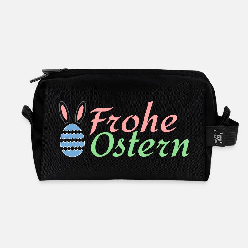 Frohe Ostern - Recycelte Kulturtasche - Schwarz