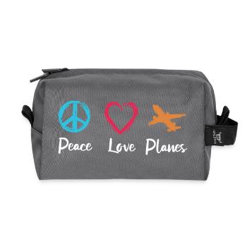 Peace Love Planes - Recycled Toiletry Zip Bag - anthracite - Front