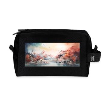 landscape - Recycled Toiletry Zip Bag - black - Front