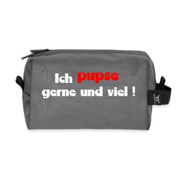 funny saying farting - Recycled Toiletry Zip Bag - anthracite - Front