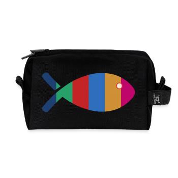 POISSON. SARDINE. POISSON D'AVRIL. MER. OCÉAN. NAT - Trousse de toilette en tissu recyclé - noir - Devant